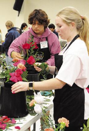 CALDWELL HIGH School floral design students competed in the Young Florists of Texas Competition last Wednesday at the Burleson County Expo Center. -- Tribune photo by Denise Squier
