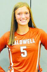 During the Lady Hornet area match against Burnet, Toney led Caldwell at the net with eight kills and two blocks.